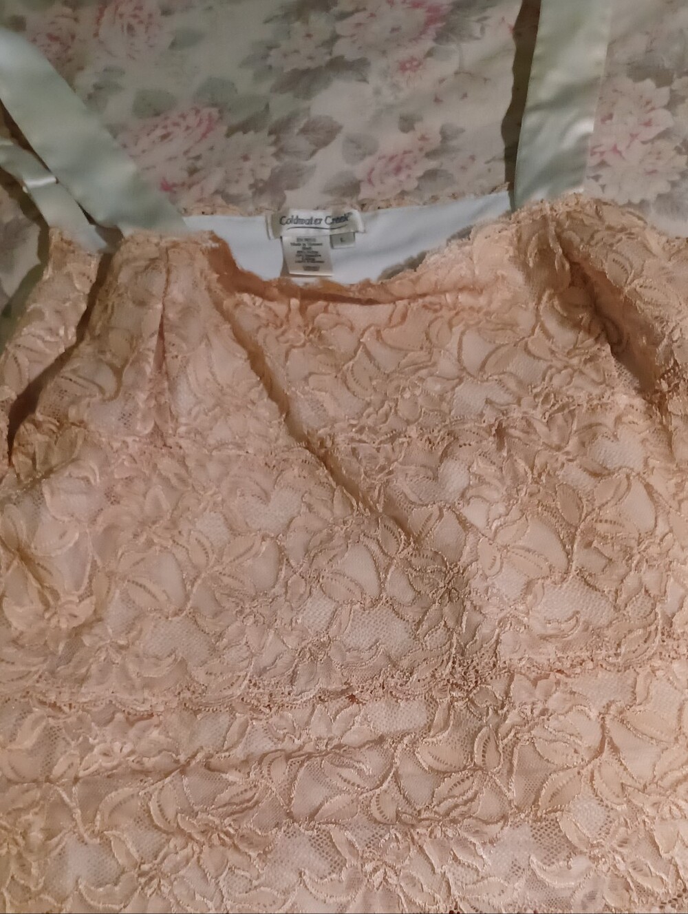 Peach Lace Overlay Top